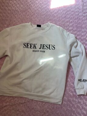 Seek Jesus White Crewneck Sweatshirt by